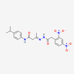 (3E)-3-{2-[(2,4-dinitrophenyl)acetyl]hydrazinylidene}-N-[4-(propan-2-yl)phenyl]butanamide