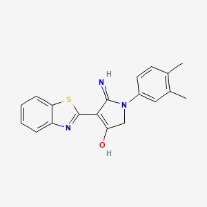 molecular formula C19H17N3OS B11567868 5-Amino-4-(1,3-benzothiazol-2-YL)-1-(3,4-dimethylphenyl)-2,3-dihydro-1H-pyrrol-3-one 