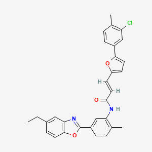 (2E)-3-[5-(3-chloro-4-methylphenyl)furan-2-yl]-N-[5-(5-ethyl-1,3-benzoxazol-2-yl)-2-methylphenyl]prop-2-enamide