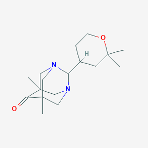 molecular formula C17H28N2O2 B11567956 2-(2,2-Dimethyl-tetrahydro-pyran-4-yl)-5,7-dimethyl-1,3-diaza-tricyclo[3.3.1.1*3,7*]decan-6-one 