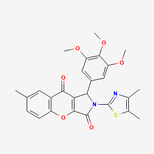 molecular formula C26H24N2O6S B11568029 2-(4,5-Dimethyl-1,3-thiazol-2-yl)-7-methyl-1-(3,4,5-trimethoxyphenyl)-1,2-dihydrochromeno[2,3-c]pyrrole-3,9-dione 