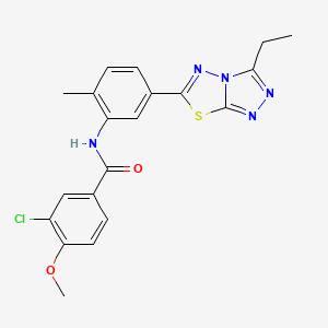 molecular formula C20H18ClN5O2S B11568030 3-chloro-N-[5-(3-ethyl[1,2,4]triazolo[3,4-b][1,3,4]thiadiazol-6-yl)-2-methylphenyl]-4-methoxybenzamide 