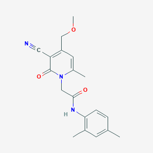 molecular formula C19H21N3O3 B11568090 2-[3-cyano-4-(methoxymethyl)-6-methyl-2-oxopyridin-1(2H)-yl]-N-(2,4-dimethylphenyl)acetamide 