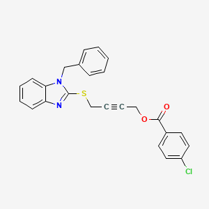 molecular formula C25H19ClN2O2S B11568094 4-[(1-benzyl-1H-benzimidazol-2-yl)sulfanyl]but-2-yn-1-yl 4-chlorobenzoate 