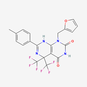 1-(furan-2-ylmethyl)-4-hydroxy-7-(4-methylphenyl)-5,5-bis(trifluoromethyl)-5,8-dihydropyrimido[4,5-d]pyrimidin-2(1H)-one