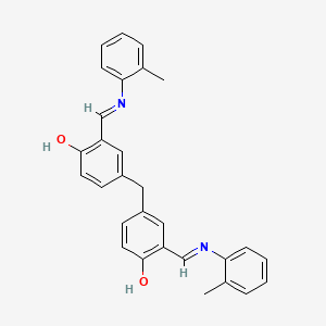 molecular formula C29H26N2O2 B11568135 4-(4-Hydroxy-3-{[(2-methylphenyl)imino]methyl}benzyl)-2-{[(2-methylphenyl)imino]methyl}phenol 