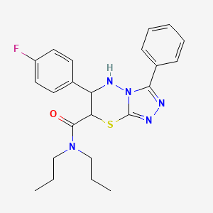 molecular formula C23H26FN5OS B11568146 6-(4-fluorophenyl)-3-phenyl-N,N-dipropyl-6,7-dihydro-5H-[1,2,4]triazolo[3,4-b][1,3,4]thiadiazine-7-carboxamide 