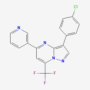 molecular formula C18H10ClF3N4 B11568151 3-(4-Chlorophenyl)-5-pyridin-3-yl-7-(trifluoromethyl)pyrazolo[1,5-a]pyrimidine 