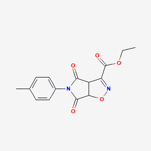 molecular formula C15H14N2O5 B11568255 ethyl 5-(4-methylphenyl)-4,6-dioxo-4,5,6,6a-tetrahydro-3aH-pyrrolo[3,4-d][1,2]oxazole-3-carboxylate 