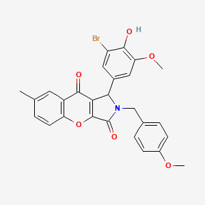 molecular formula C27H22BrNO6 B11568273 1-(3-Bromo-4-hydroxy-5-methoxyphenyl)-2-(4-methoxybenzyl)-7-methyl-1,2-dihydrochromeno[2,3-c]pyrrole-3,9-dione 