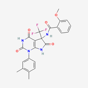 N-[1-(3,4-dimethylphenyl)-4-hydroxy-2,6-dioxo-5-(trifluoromethyl)-2,5,6,7-tetrahydro-1H-pyrrolo[2,3-d]pyrimidin-5-yl]-2-methoxybenzamide