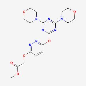 molecular formula C18H23N7O6 B11568314 Methyl [(6-{[4,6-di(morpholin-4-yl)-1,3,5-triazin-2-yl]oxy}pyridazin-3-yl)oxy]acetate 