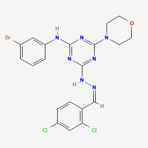 N-(3-bromophenyl)-4-[(2Z)-2-(2,4-dichlorobenzylidene)hydrazinyl]-6-(morpholin-4-yl)-1,3,5-triazin-2-amine