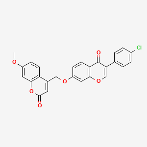 molecular formula C26H17ClO6 B11568316 4-({[3-(4-chlorophenyl)-4-oxo-4H-chromen-7-yl]oxy}methyl)-7-methoxy-2H-chromen-2-one 