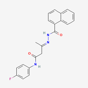 molecular formula C21H18FN3O2 B11568337 (3E)-N-(4-fluorophenyl)-3-[2-(naphthalen-1-ylcarbonyl)hydrazinylidene]butanamide 