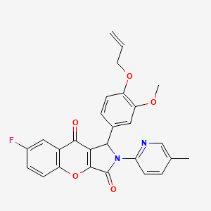 molecular formula C27H21FN2O5 B11568376 7-Fluoro-1-[3-methoxy-4-(prop-2-en-1-yloxy)phenyl]-2-(5-methylpyridin-2-yl)-1,2-dihydrochromeno[2,3-c]pyrrole-3,9-dione 