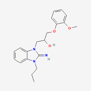 molecular formula C20H25N3O3 B11568378 1-(2-imino-3-propyl-2,3-dihydro-1H-benzimidazol-1-yl)-3-(2-methoxyphenoxy)propan-2-ol 