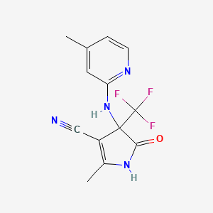 molecular formula C13H11F3N4O B11568382 2-methyl-4-[(4-methylpyridin-2-yl)amino]-5-oxo-4-(trifluoromethyl)-4,5-dihydro-1H-pyrrole-3-carbonitrile 