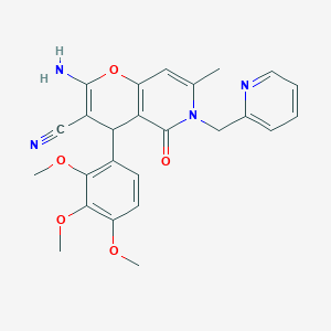 2-amino-7-methyl-5-oxo-6-(pyridin-2-ylmethyl)-4-(2,3,4-trimethoxyphenyl)-5,6-dihydro-4H-pyrano[3,2-c]pyridine-3-carbonitrile