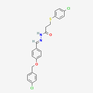 N'-[(E)-{4-[(4-chlorobenzyl)oxy]phenyl}methylidene]-3-[(4-chlorophenyl)sulfanyl]propanehydrazide