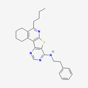 molecular formula C25H28N4S B11568453 8-butyl-N-(2-phenylethyl)-11-thia-9,14,16-triazatetracyclo[8.7.0.02,7.012,17]heptadeca-1,7,9,12,14,16-hexaen-13-amine 