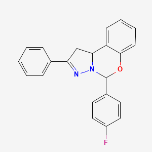 molecular formula C22H17FN2O B11568483 5-(4-Fluorophenyl)-2-phenyl-1,10b-dihydropyrazolo[1,5-c][1,3]benzoxazine CAS No. 313648-73-6