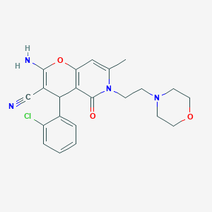 molecular formula C22H23ClN4O3 B11568492 2-amino-4-(2-chlorophenyl)-7-methyl-6-[2-(morpholin-4-yl)ethyl]-5-oxo-5,6-dihydro-4H-pyrano[3,2-c]pyridine-3-carbonitrile 