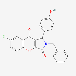 molecular formula C24H16ClNO4 B11568505 2-Benzyl-7-chloro-1-(4-hydroxyphenyl)-1,2-dihydrochromeno[2,3-c]pyrrole-3,9-dione 