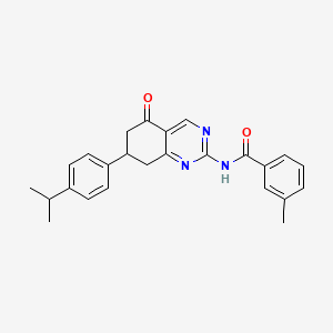 molecular formula C25H25N3O2 B11568555 3-methyl-N-{5-oxo-7-[4-(propan-2-yl)phenyl]-5,6,7,8-tetrahydroquinazolin-2-yl}benzamide 