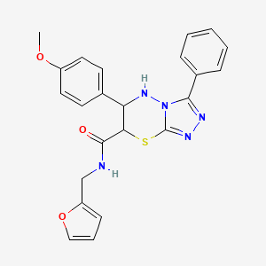 molecular formula C23H21N5O3S B11568577 N-(furan-2-ylmethyl)-6-(4-methoxyphenyl)-3-phenyl-6,7-dihydro-5H-[1,2,4]triazolo[3,4-b][1,3,4]thiadiazine-7-carboxamide 