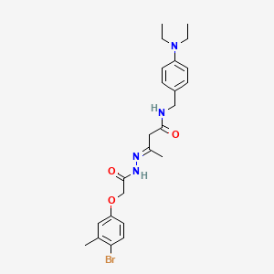 (3E)-3-{2-[(4-bromo-3-methylphenoxy)acetyl]hydrazinylidene}-N-[4-(diethylamino)benzyl]butanamide