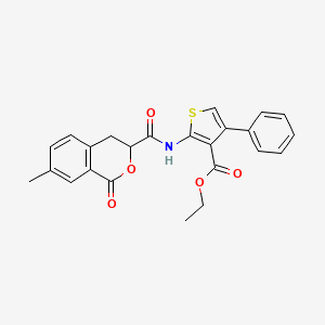 molecular formula C24H21NO5S B11568590 ethyl 2-{[(7-methyl-1-oxo-3,4-dihydro-1H-isochromen-3-yl)carbonyl]amino}-4-phenylthiophene-3-carboxylate 