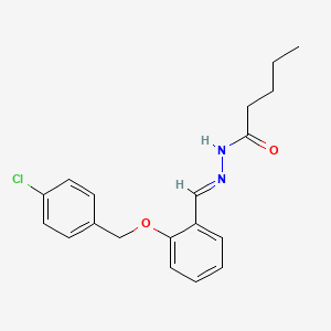 molecular formula C19H21ClN2O2 B11568634 N'-[(E)-{2-[(4-chlorobenzyl)oxy]phenyl}methylidene]pentanehydrazide 