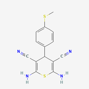 molecular formula C14H12N4S2 B11568658 2,6-diamino-4-[4-(methylsulfanyl)phenyl]-4H-thiopyran-3,5-dicarbonitrile 