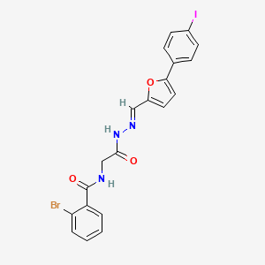 2-bromo-N-{2-[(2E)-2-{[5-(4-iodophenyl)furan-2-yl]methylidene}hydrazinyl]-2-oxoethyl}benzamide (non-preferred name)