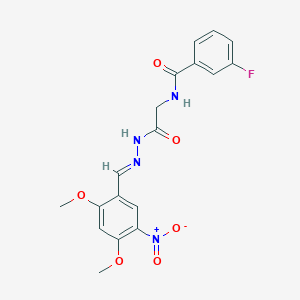 N-({N'-[(E)-(2,4-Dimethoxy-5-nitrophenyl)methylidene]hydrazinecarbonyl}methyl)-3-fluorobenzamide