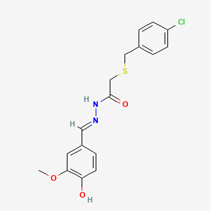 molecular formula C17H17ClN2O3S B11568702 2-[(4-chlorobenzyl)sulfanyl]-N'-[(E)-(4-hydroxy-3-methoxyphenyl)methylidene]acetohydrazide 