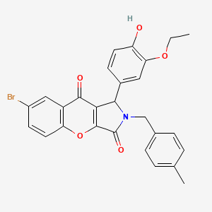 molecular formula C27H22BrNO5 B11568724 7-Bromo-1-(3-ethoxy-4-hydroxyphenyl)-2-(4-methylbenzyl)-1,2-dihydrochromeno[2,3-c]pyrrole-3,9-dione 