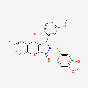 2-(1,3-Benzodioxol-5-ylmethyl)-1-(3-methoxyphenyl)-7-methyl-1,2-dihydrochromeno[2,3-c]pyrrole-3,9-dione