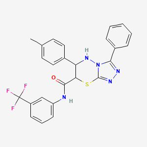 molecular formula C25H20F3N5OS B11568739 6-(4-methylphenyl)-3-phenyl-N-[3-(trifluoromethyl)phenyl]-6,7-dihydro-5H-[1,2,4]triazolo[3,4-b][1,3,4]thiadiazine-7-carboxamide 