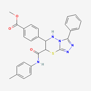 molecular formula C26H23N5O3S B11568744 methyl 4-{7-[(4-methylphenyl)carbamoyl]-3-phenyl-6,7-dihydro-5H-[1,2,4]triazolo[3,4-b][1,3,4]thiadiazin-6-yl}benzoate 