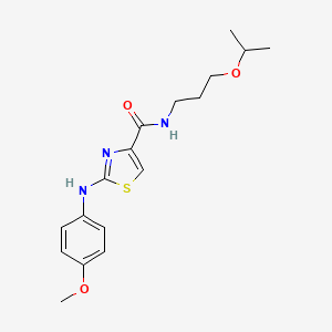 molecular formula C17H23N3O3S B11568752 2-[(4-methoxyphenyl)amino]-N-[3-(propan-2-yloxy)propyl]-1,3-thiazole-4-carboxamide 