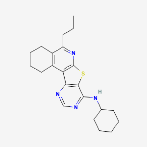 molecular formula C22H28N4S B11568808 N-cyclohexyl-8-propyl-11-thia-9,14,16-triazatetracyclo[8.7.0.02,7.012,17]heptadeca-1,7,9,12,14,16-hexaen-13-amine 