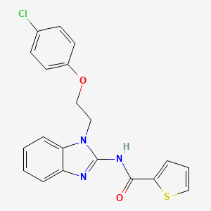 molecular formula C20H16ClN3O2S B11568825 N-{1-[2-(4-chlorophenoxy)ethyl]-1H-benzimidazol-2-yl}thiophene-2-carboxamide 