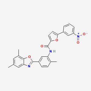 molecular formula C27H21N3O5 B11568841 N-[5-(5,7-dimethyl-1,3-benzoxazol-2-yl)-2-methylphenyl]-5-(3-nitrophenyl)furan-2-carboxamide 