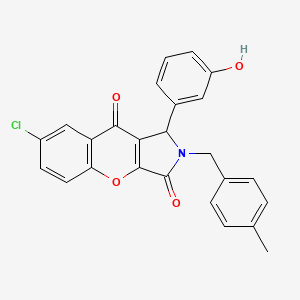 molecular formula C25H18ClNO4 B11568885 7-Chloro-1-(3-hydroxyphenyl)-2-(4-methylbenzyl)-1,2-dihydrochromeno[2,3-c]pyrrole-3,9-dione 