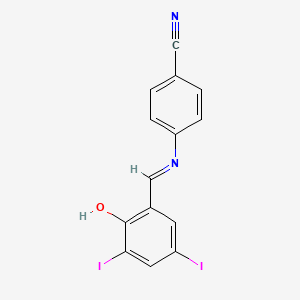 4-{[(E)-(2-hydroxy-3,5-diiodophenyl)methylidene]amino}benzonitrile