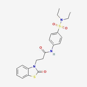 molecular formula C20H23N3O4S2 B11568897 N-[4-(diethylsulfamoyl)phenyl]-3-(2-oxo-1,3-benzothiazol-3(2H)-yl)propanamide 