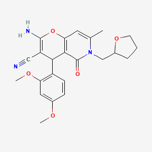 2-amino-4-(2,4-dimethoxyphenyl)-7-methyl-5-oxo-6-(tetrahydrofuran-2-ylmethyl)-5,6-dihydro-4H-pyrano[3,2-c]pyridine-3-carbonitrile