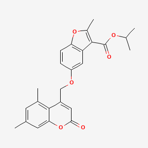 molecular formula C25H24O6 B11568945 propan-2-yl 5-[(5,7-dimethyl-2-oxo-2H-chromen-4-yl)methoxy]-2-methyl-1-benzofuran-3-carboxylate 